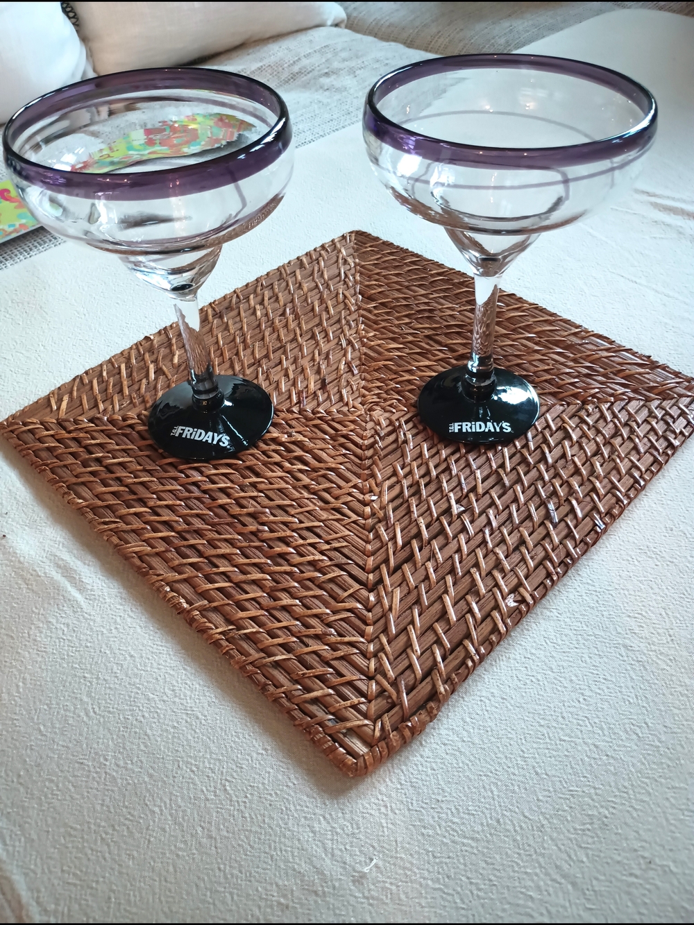 Huge Margarita Glasses Purple Swirl TGI Friday's 2